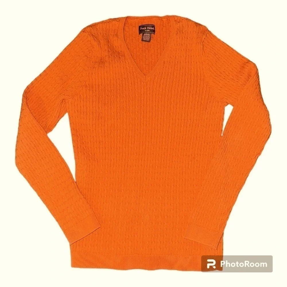 DUCK Head Classic Ribbed Sweater Orange Size Medium - Picture 1 of 1
